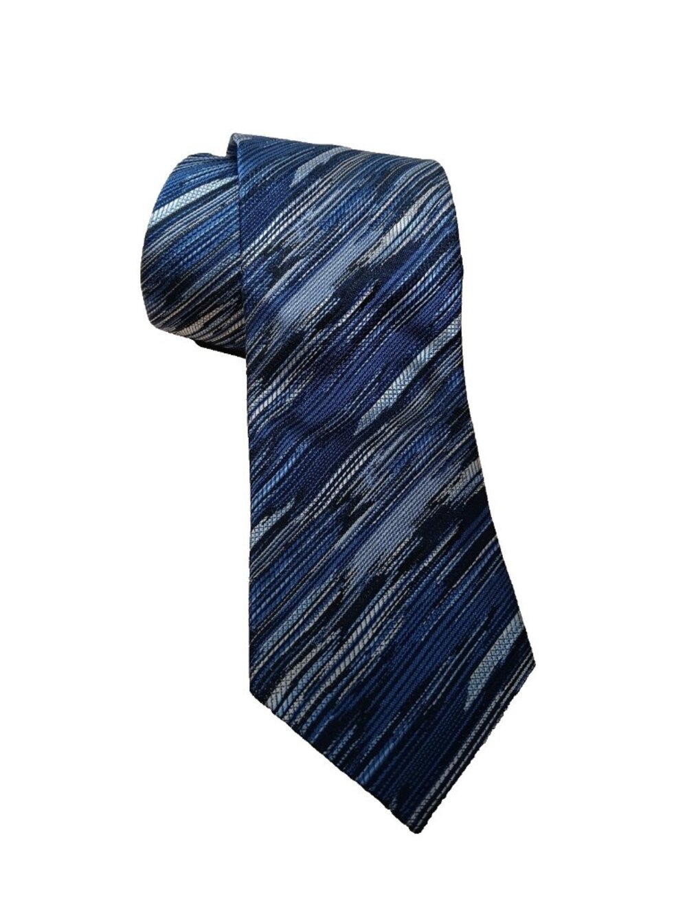 Mens Missoni Silk Neck Tie Blue Gray Black Stripe Thick Textured Italy 60 x 3